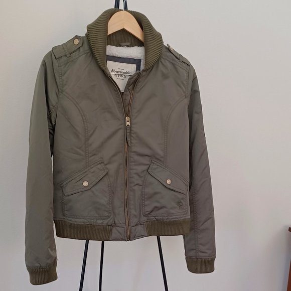 Abercrombie & Fitch Bomber Army Green Jacket